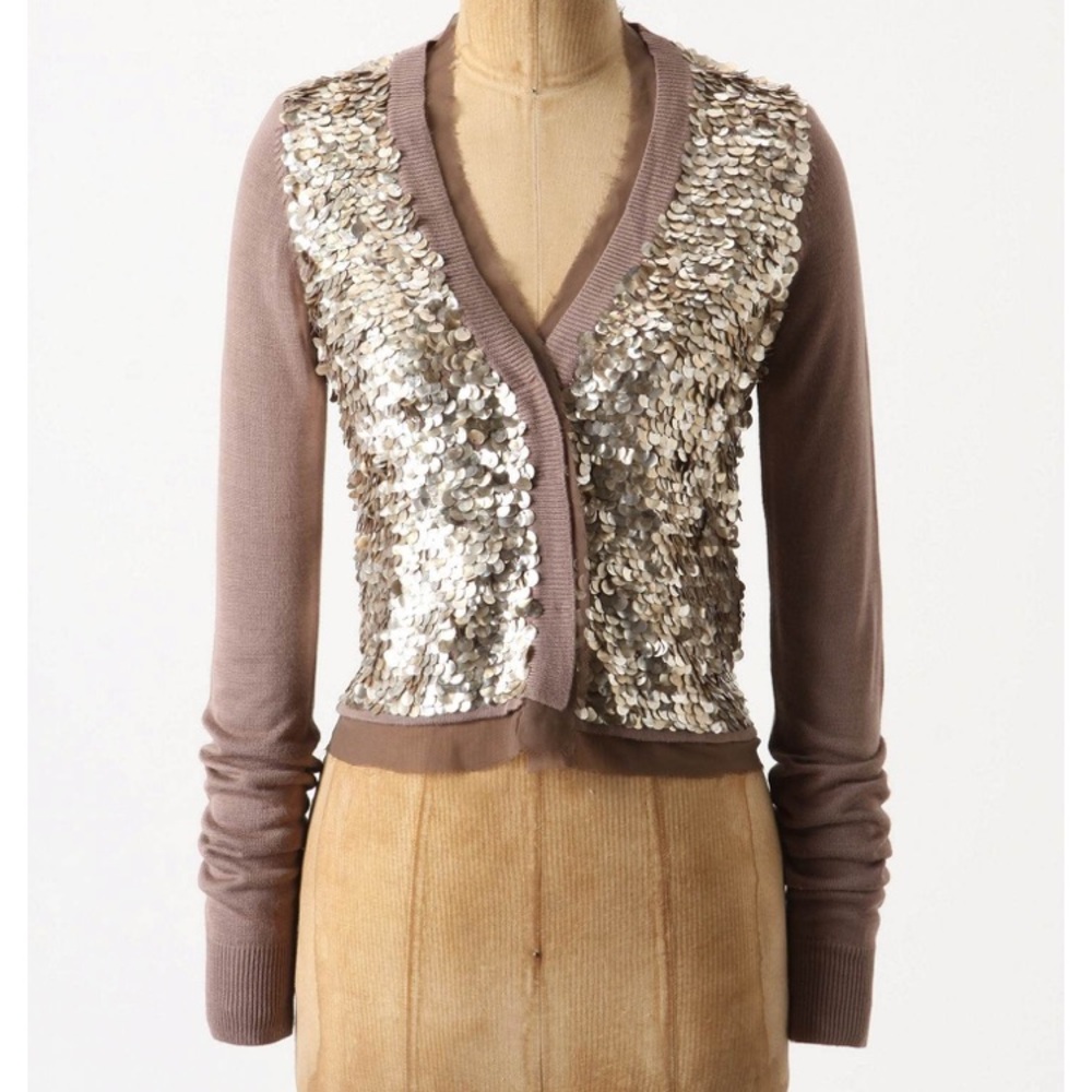 Anthropologie cardigan w/ metallic shell detailing